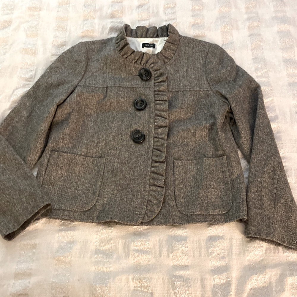 J. Crew Ruffle Trim Blazer Jacket Size 8